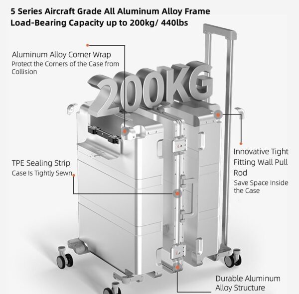 Valise aluminium magnésium ANNI RIEL roulettes serrure TSA-4