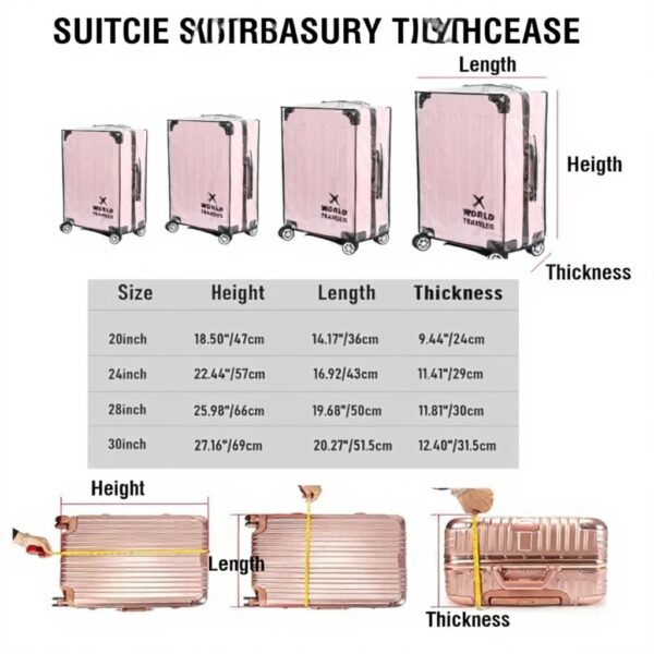 Housse de valise FABULWAY PVC transparent étanche 60,9 cm
