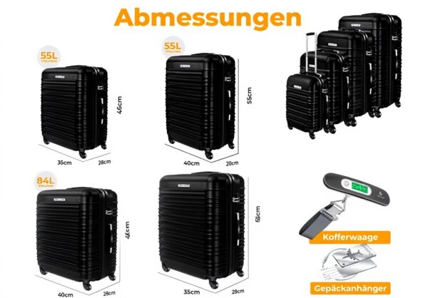KESSER Set valises coque dure ABS roulettes 4 couleurs