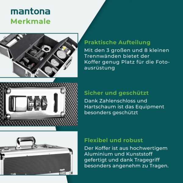 Valise photo Mantona aluminium robuste serrure combinaison-2