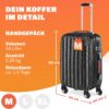 Valise rigide Monzana Noir 4 roues ABS cadenas combinaison-1
