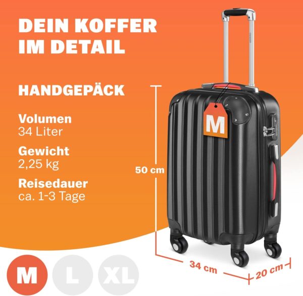 Valise rigide Monzana Noir 4 roues ABS cadenas combinaison-1