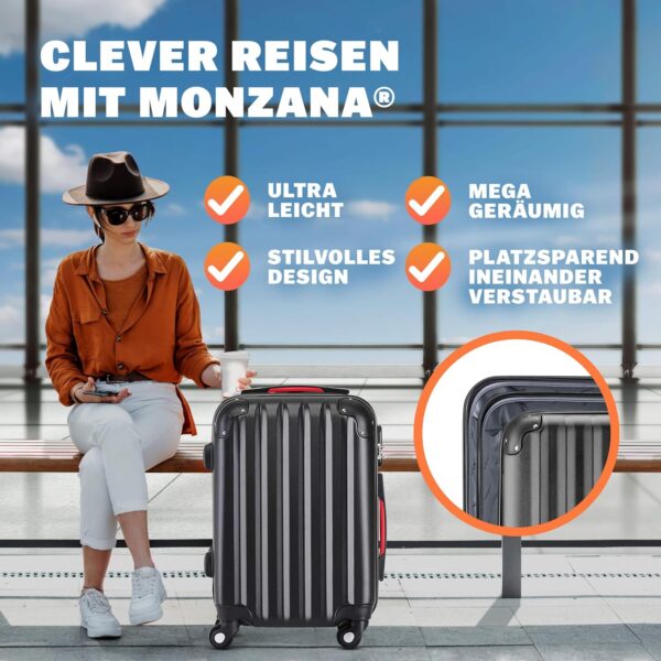 Valise rigide Monzana Noir 4 roues ABS cadenas combinaison-2