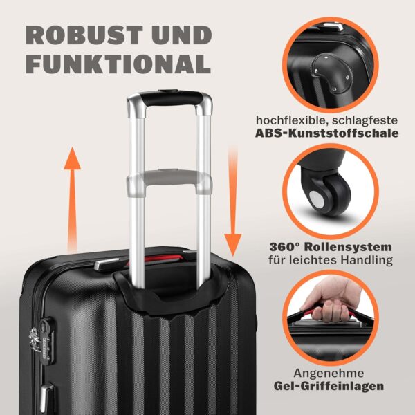 Valise rigide Monzana Noir 4 roues ABS cadenas combinaison-4