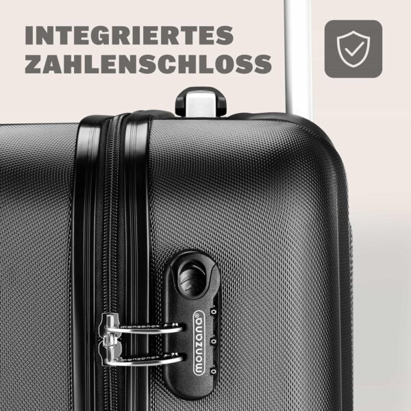 Valise rigide Monzana Noir 4 roues ABS cadenas combinaison-6