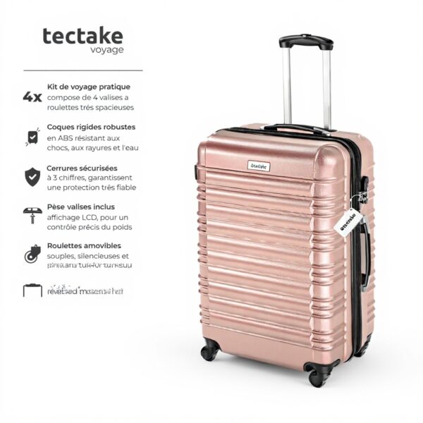 Set de Valise de Voyage TecTake ABS Roulettes 360 Cadenas