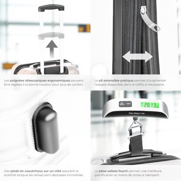 Set de Valise de Voyage TecTake ABS Roulettes 360 Cadenas