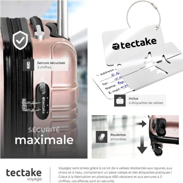 Set de Valise de Voyage TecTake ABS Roulettes 360 Cadenas