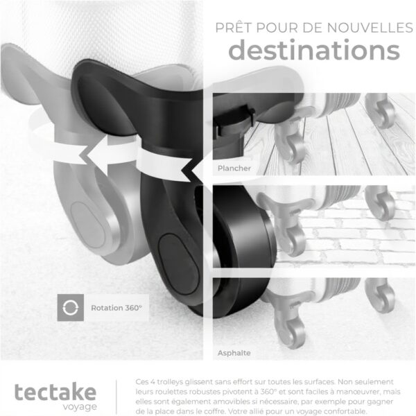 Set de Valise de Voyage TecTake ABS Roulettes 360 Cadenas