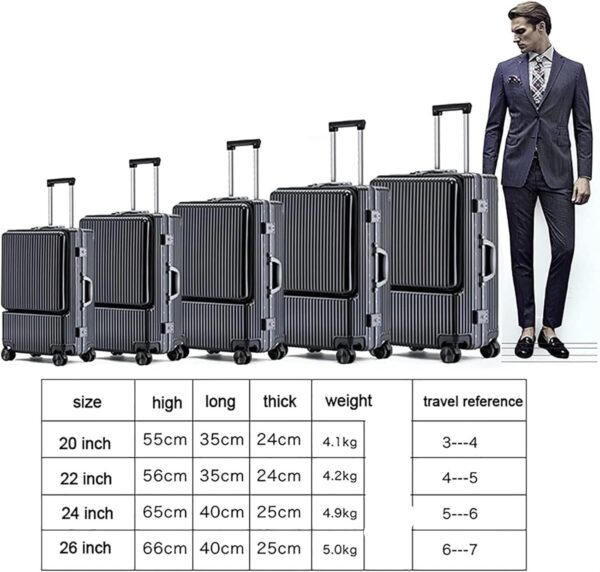 Valise cabine DRMEE cadre aluminium port USB poche avant-1