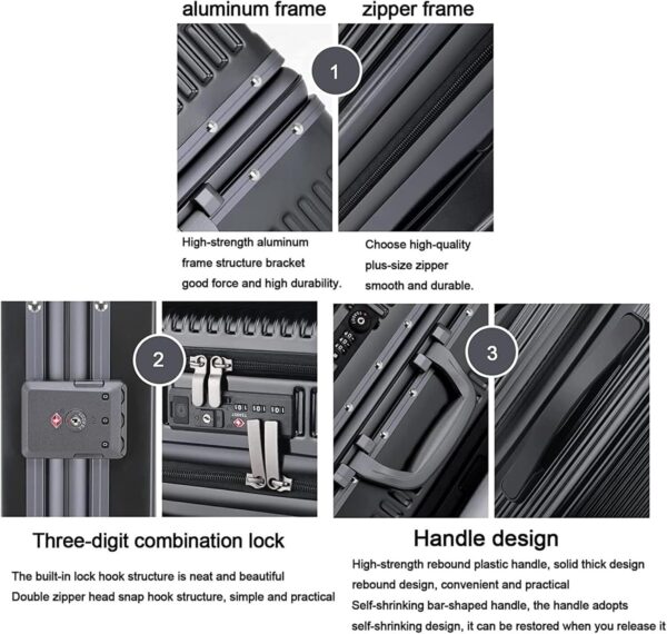 Valise cabine DRMEE cadre aluminium port USB poche avant-3