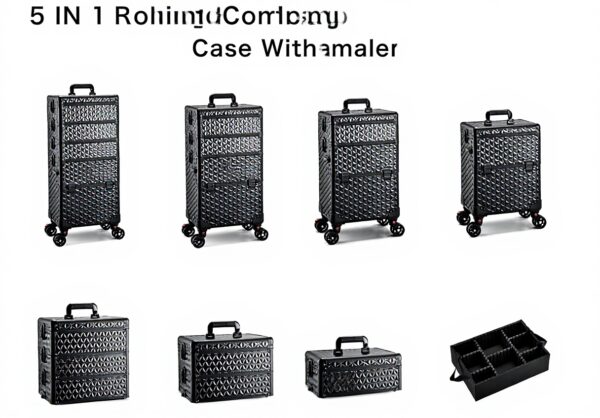Valise 5 en 1 Yueieoun cuir noir train roulettes voyage