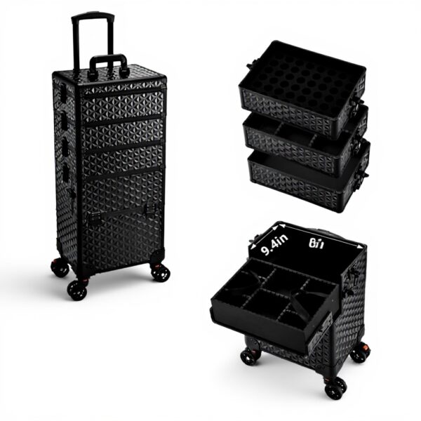 Valise 5 en 1 Yueieoun cuir noir train roulettes voyage