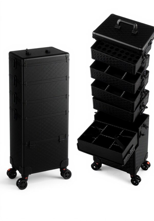 Valise 5 en 1 Yueieoun cuir noir train roulettes voyage