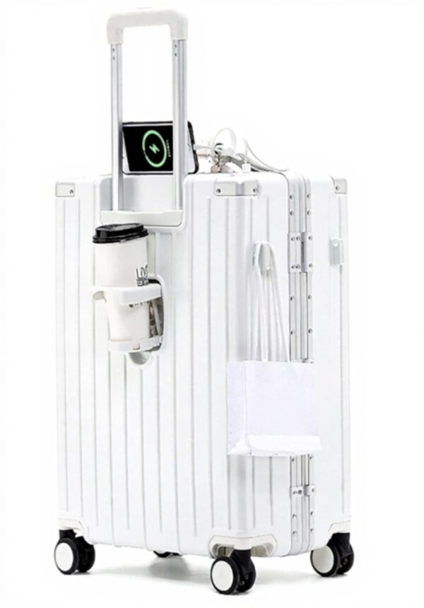 Valise ZNBO 20 Pouces Cadre Aluminium Multifonction Blanc