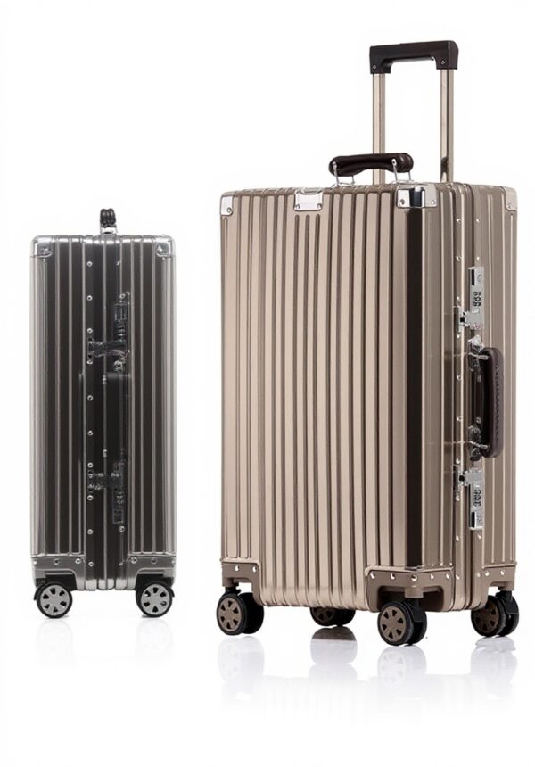 Valise aluminium Meoky roulettes pivotantes argent voyage