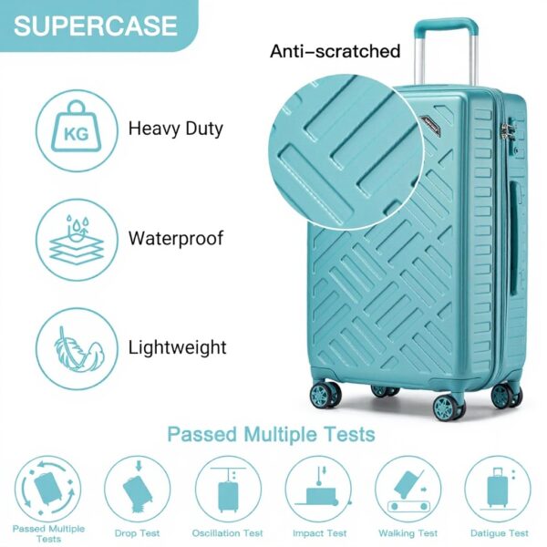 Valise cabine Supercase rigide 4 roues serrure TSA Bleu