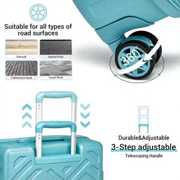 Valise cabine Supercase rigide 4 roues serrure TSA Bleu