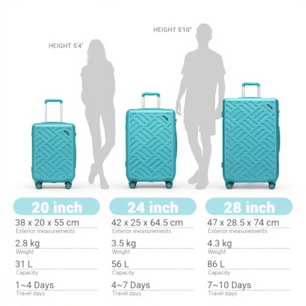 Valise cabine Supercase rigide 4 roues serrure TSA Bleu