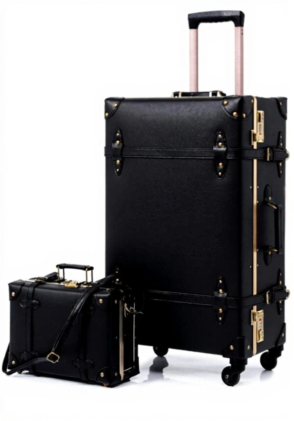 Valise vintage Urecity rigide légère set 2 pièces noir