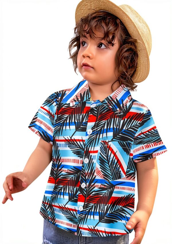 Chemise hawaïenne garçon polyester léger Colourful manches-1