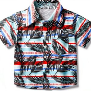 Chemise hawaïenne garçon polyester léger Colourful manches-0