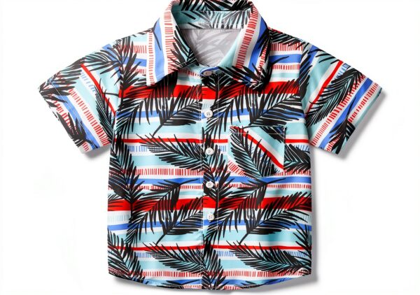 Chemise hawaïenne garçon polyester léger Colourful manches-0