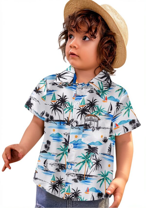 Chemise hawaïenne garçon Colourful polyester léger manches-1