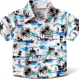 Chemise hawaïenne garçon Colourful polyester léger manches-0
