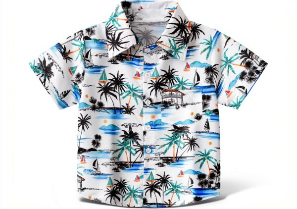 Chemise hawaïenne garçon Colourful polyester léger manches-0