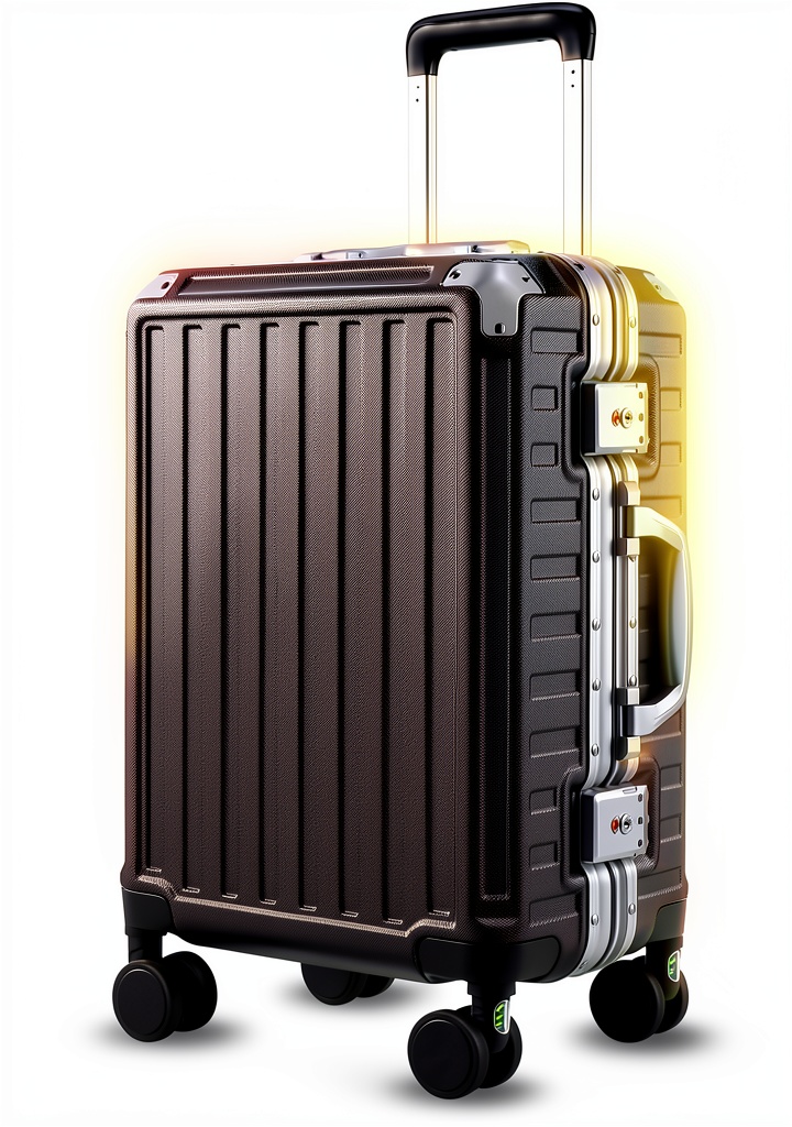 Valise cabine LUGGEX noire avec cadre en aluminium et roues pivotantes
