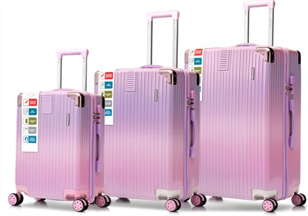 Valises Royal Swiss 3 pièces roues 360 serrure TSA argentée
