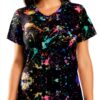T-shirt FSCEV col V femme polyester élasthanne noir-0