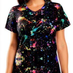 T-shirt FSCEV col V femme polyester élasthanne noir-0
