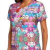 T-shirt FSCEV col V femme polyester élasthanne noir-1