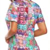T-shirt FSCEV col V femme polyester élasthanne noir-2