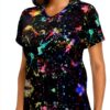T-shirt FSCEV col V femme polyester élasthanne noir-1