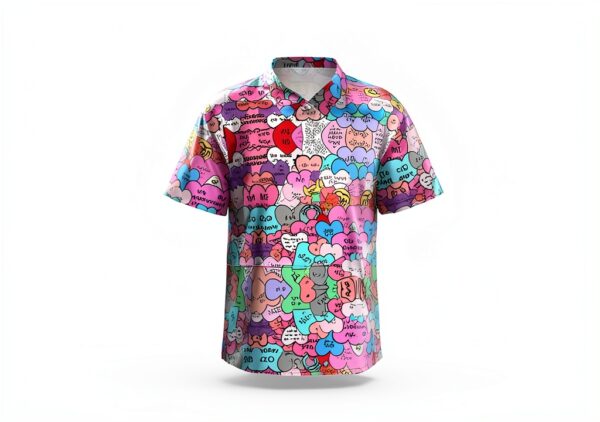 Chemise homme DRTGEDS imprimé cœur polyester manches courtes-6