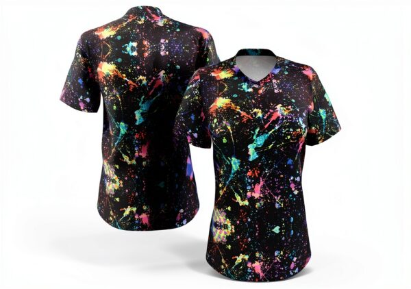 T-shirt FSCEV col V femme polyester élasthanne noir-7