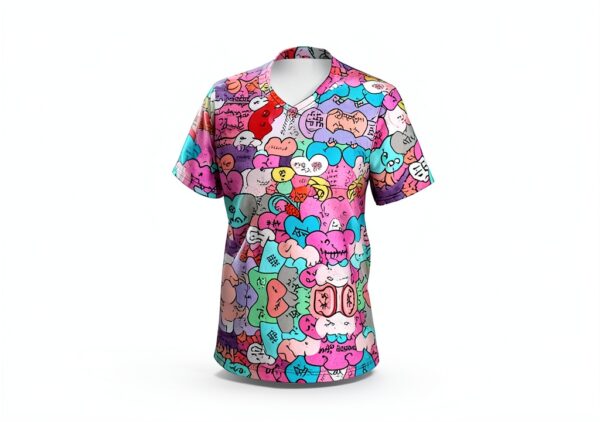 T-shirt FSCEV col V femme polyester élasthanne noir-6