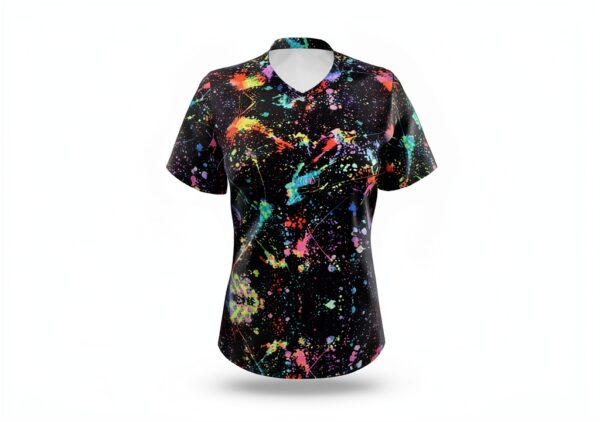 T-shirt FSCEV col V femme polyester élasthanne noir-5