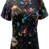 T-shirt FSCEV col V femme polyester élasthanne noir-3