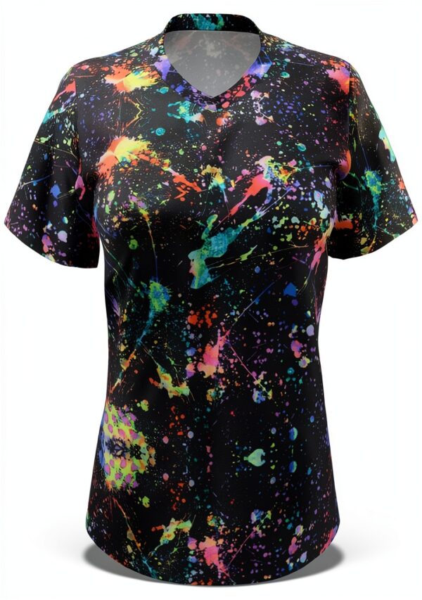 T-shirt FSCEV col V femme polyester élasthanne noir-3