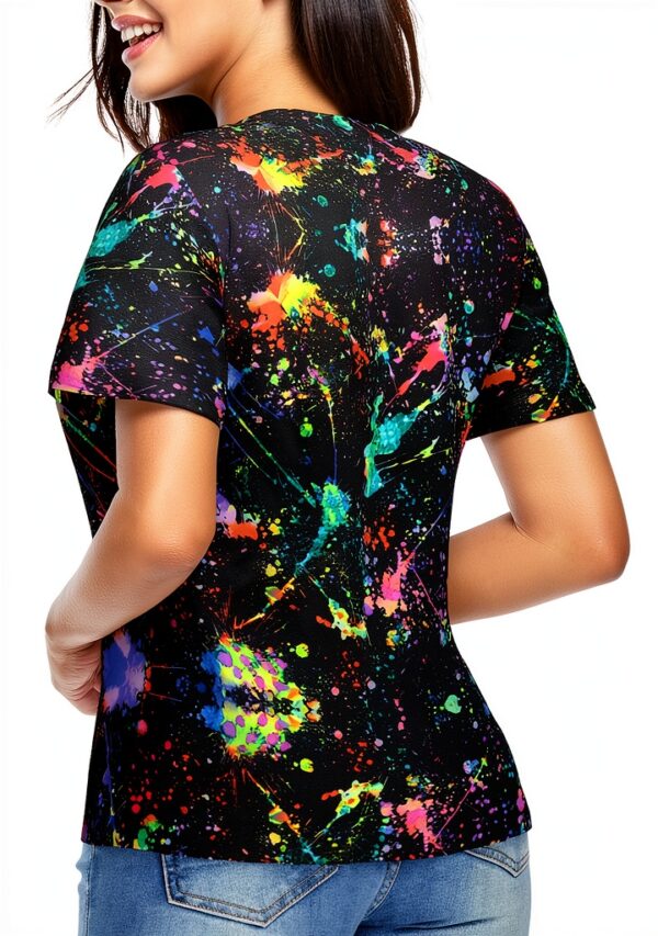 T-shirt FSCEV col V femme polyester élasthanne noir-2