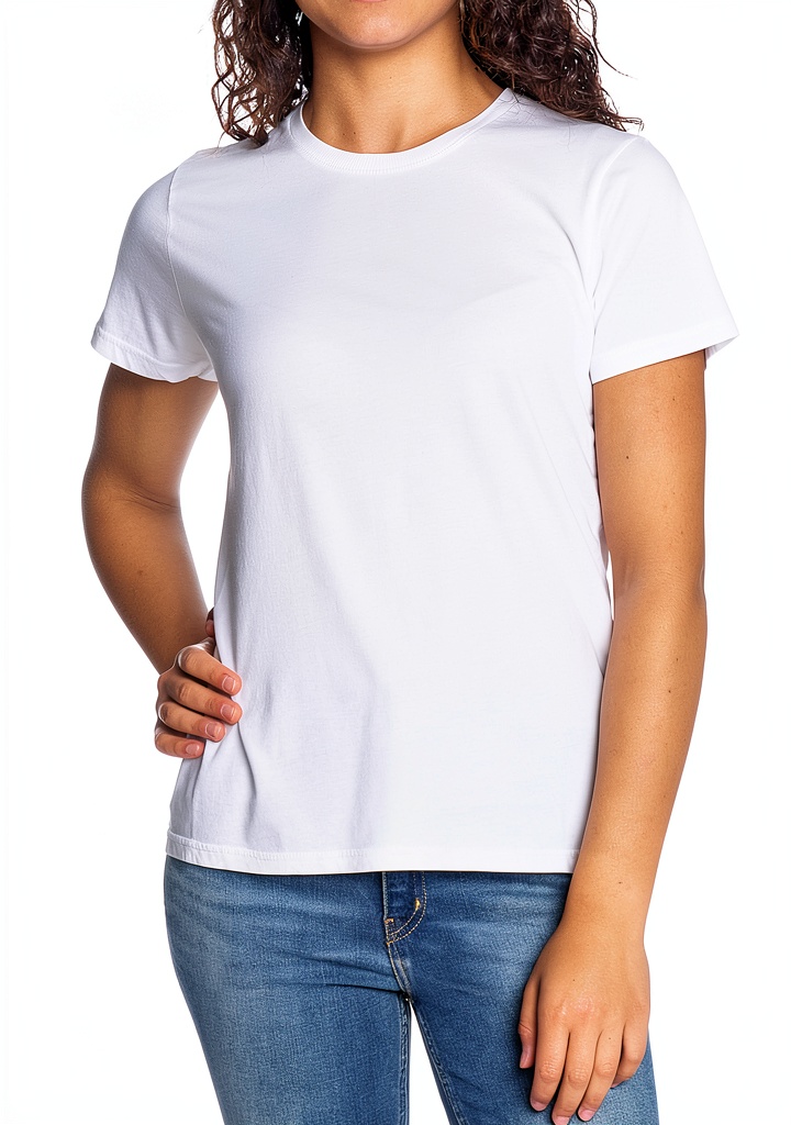 T-shirt femme blanc en coton porté lors d'une promenade en ville