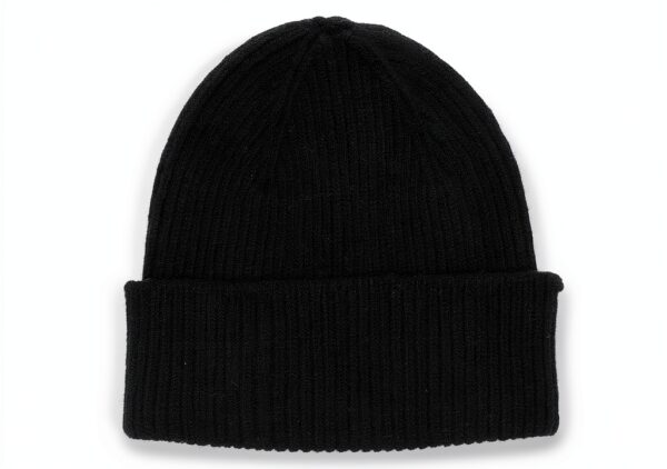 Chapeau bonnet en laine merino Colorful Standard, noir profond-1